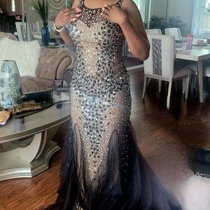 Black and gold formal dress